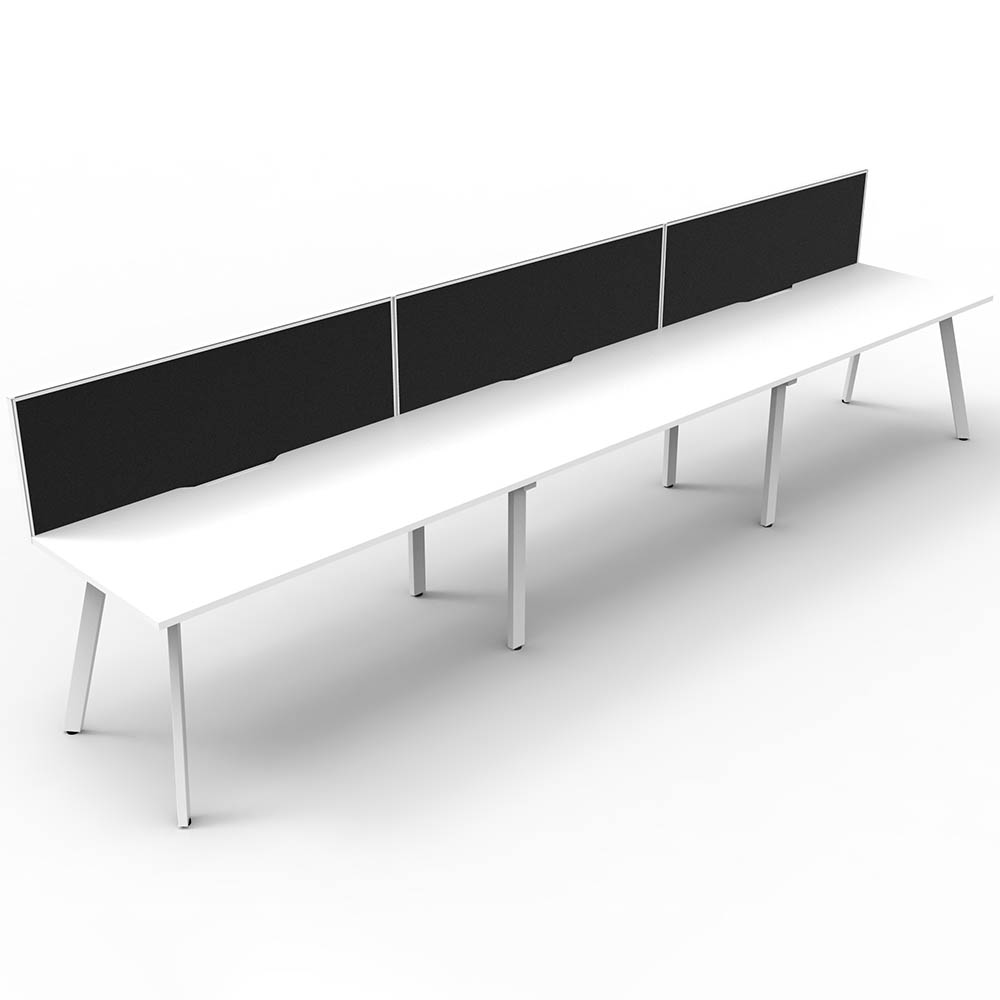 RAPIDLINE ETERNITY WORKSTATION 3 PERSON 1500 X 750MM WITH SCREEN NATURAL WHITE / WHITE SATIN