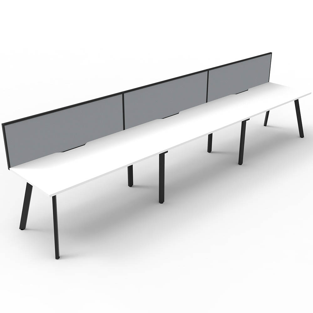 RAPIDLINE ETERNITY WORKSTATION 3 PERSON 1800 X 750MM WITH SCREEN NATURAL WHITE / BLACK