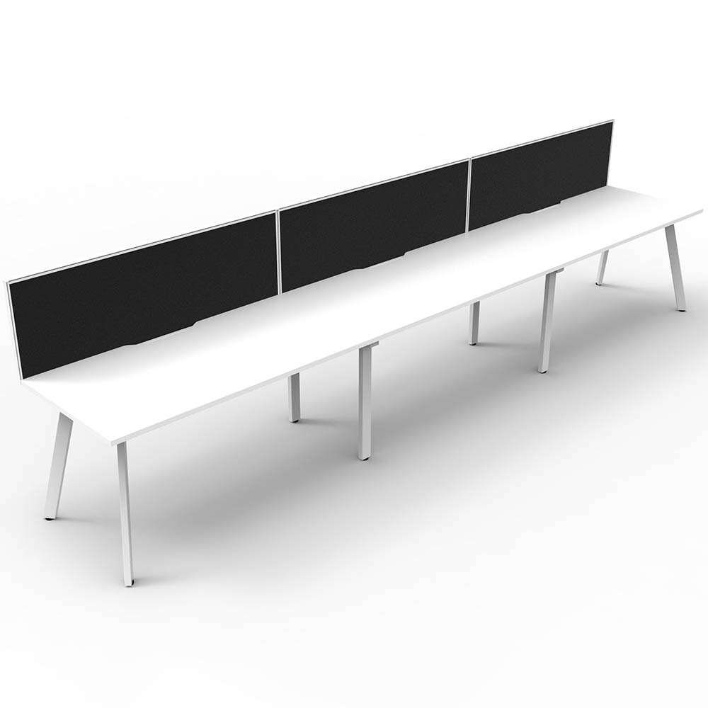 RAPIDLINE ETERNITY WORKSTATION 3 PERSON 1800 X 750MM WITH SCREEN NATURAL WHITE / WHITE SATIN