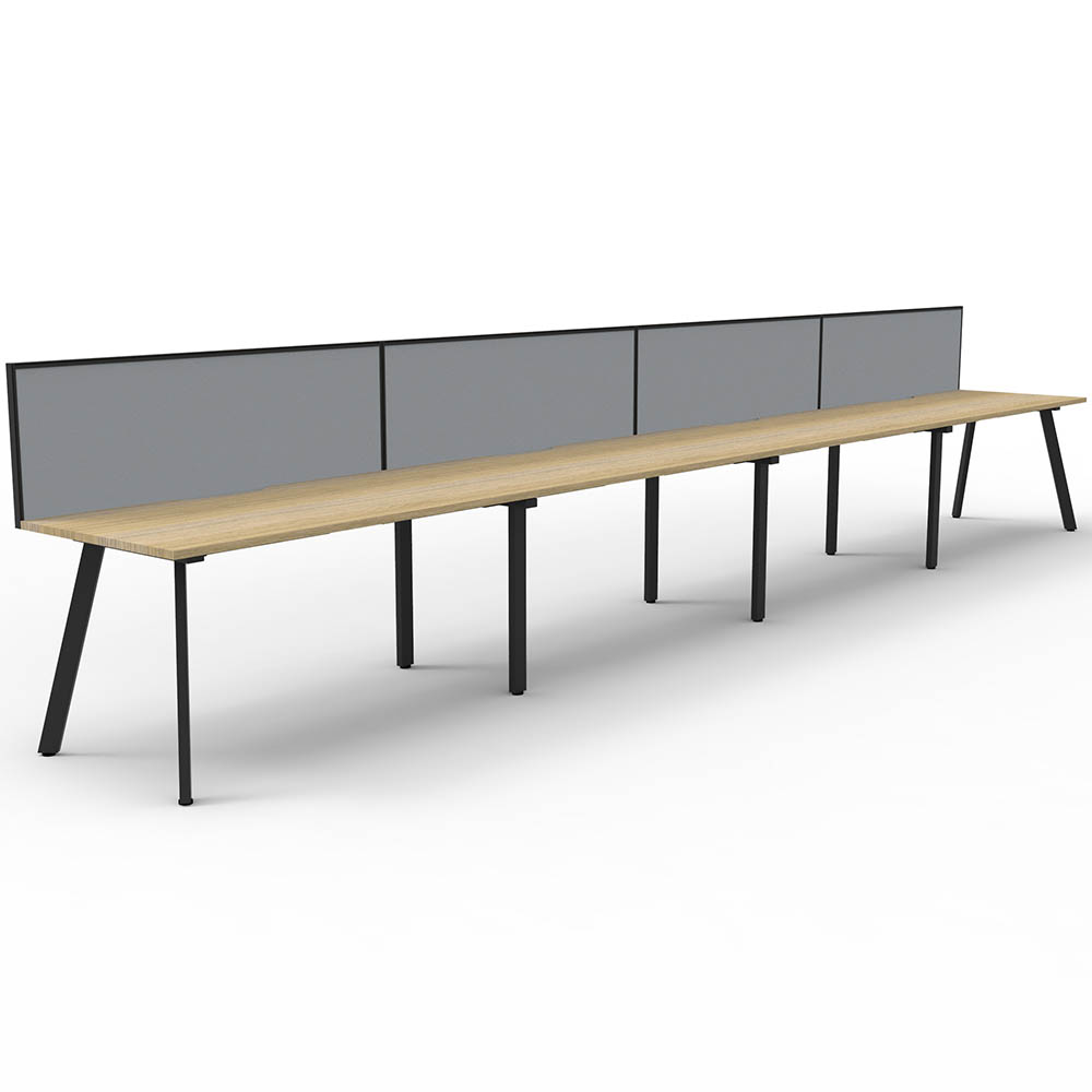 RAPIDLINE ETERNITY WORKSTATION 4 PERSON 1200 X 750MM WITH SCREEN NATURAL OAK / BLACK