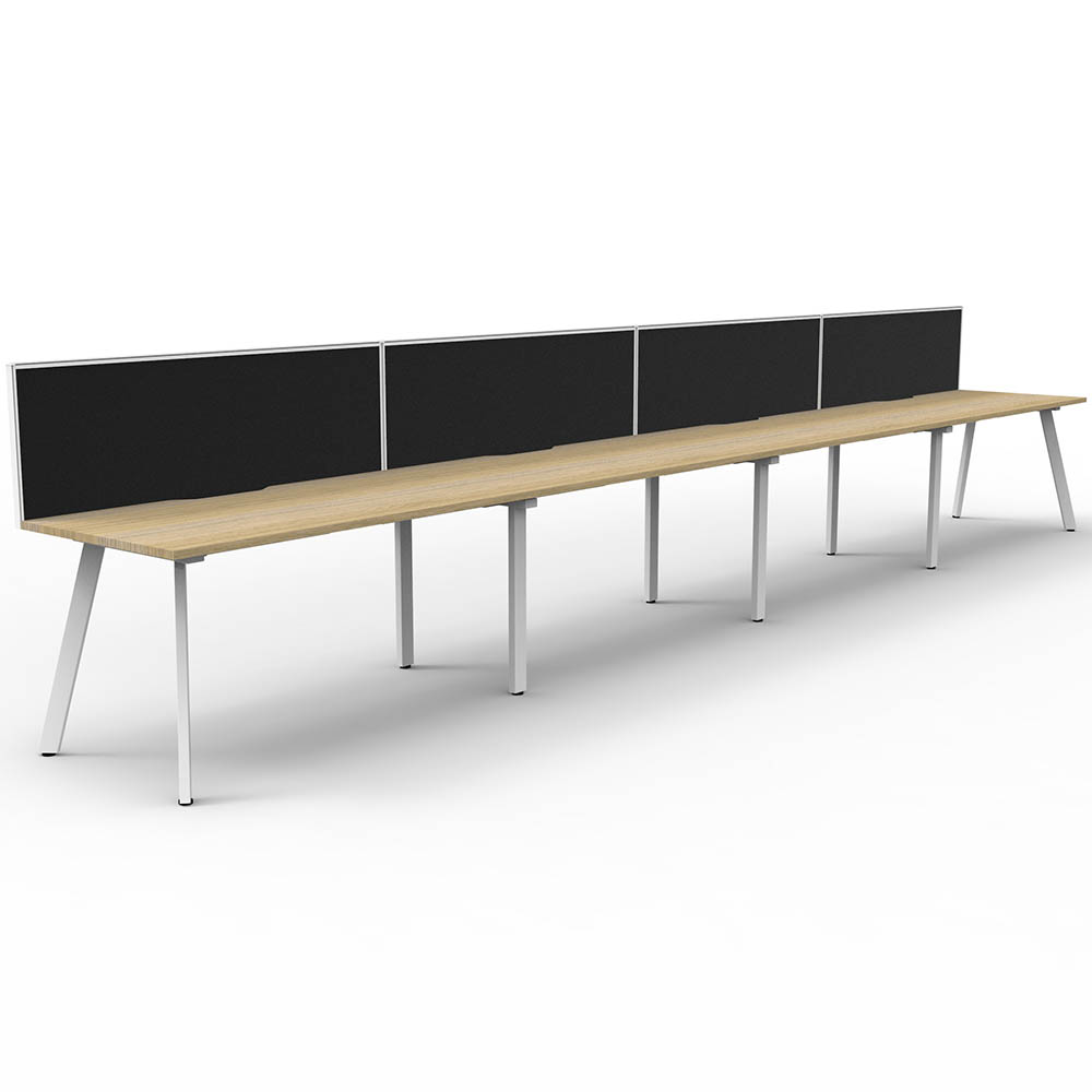 RAPIDLINE ETERNITY WORKSTATION 4 PERSON 1200 X 750MM WITH SCREEN NATURAL OAK / WHITE SATIN