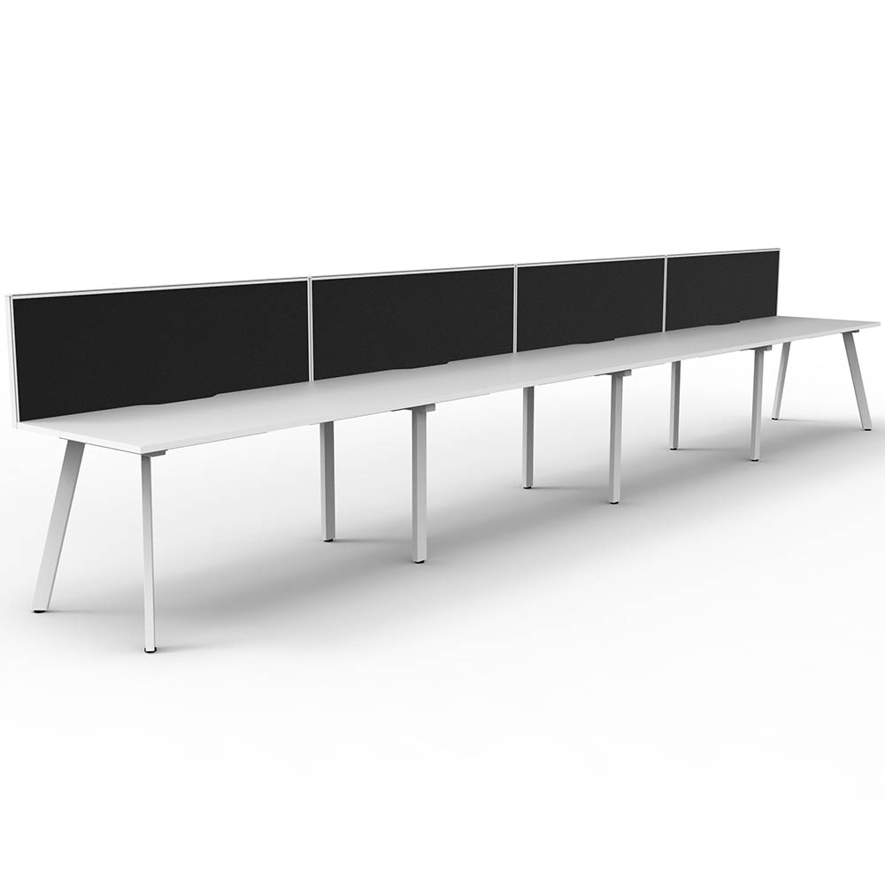 RAPIDLINE ETERNITY WORKSTATION 4 PERSON 1200 X 750MM WITH SCREEN NATURAL WHITE / WHITE SATIN
