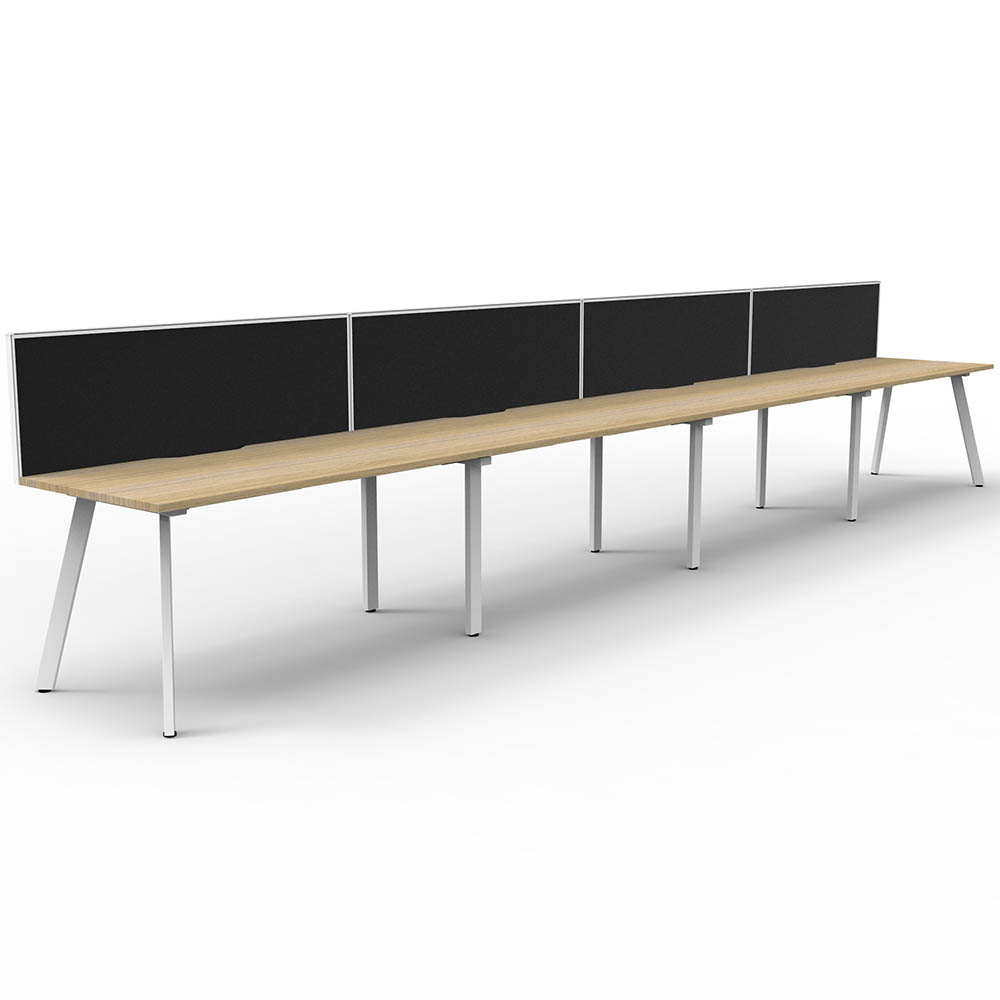 RAPIDLINE ETERNITY WORKSTATION 4 PERSON 1500 X 750MM WITH SCREEN NATURAL OAK / WHITE SATIN