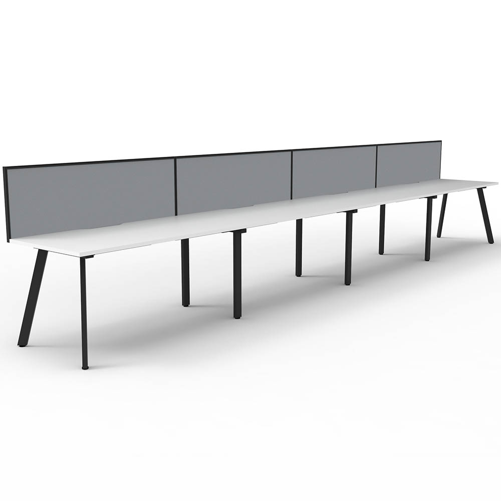 RAPIDLINE ETERNITY WORKSTATION 4 PERSON 1500 X 750MM WITH SCREEN NATURAL WHITE / BLACK