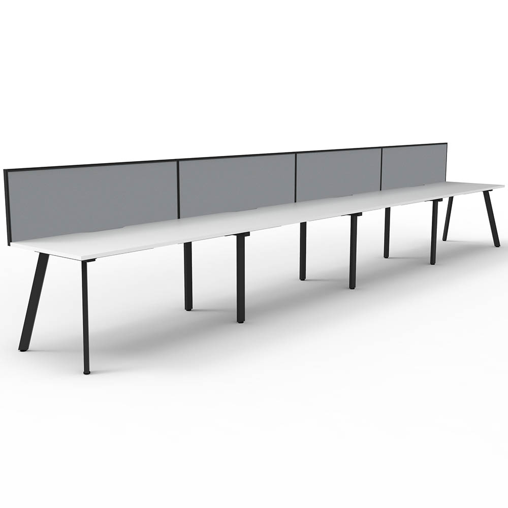 RAPIDLINE ETERNITY WORKSTATION 4 PERSON 1800 X 750MM WITH SCREEN NATURAL WHITE / BLACK