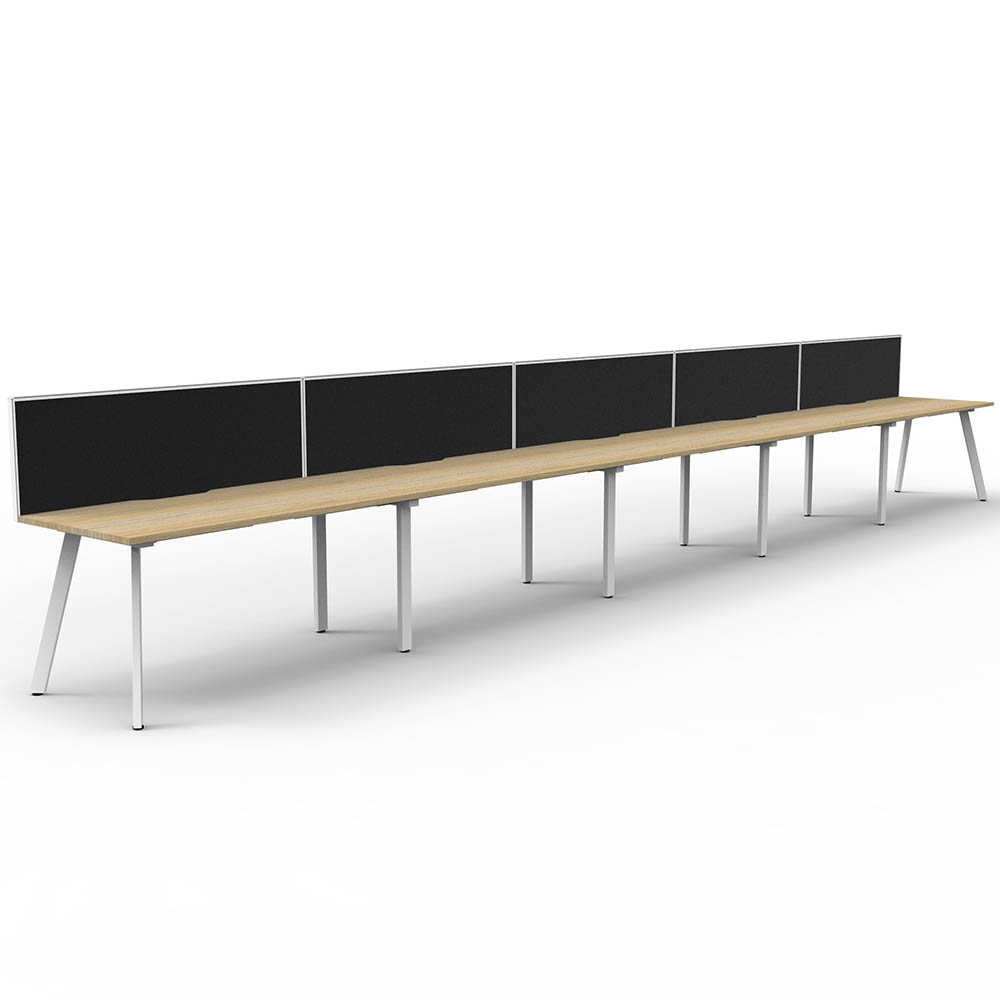 RAPIDLINE ETERNITY WORKSTATION 5 PERSON 1200 X 750MM WITH SCREEN NATURAL OAK / WHITE SATIN