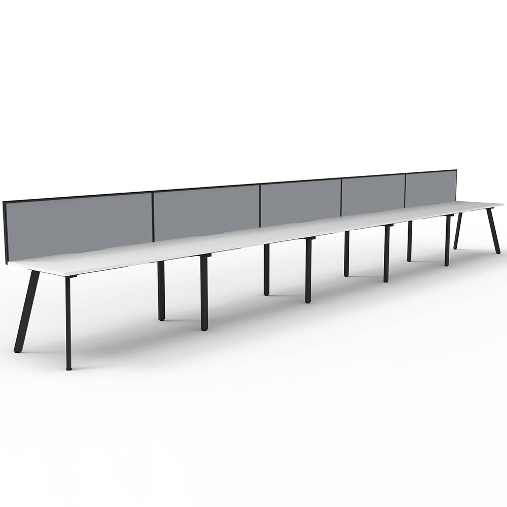 RAPIDLINE ETERNITY WORKSTATION 5 PERSON 1200 X 750MM WITH SCREEN NATURAL WHITE / BLACK