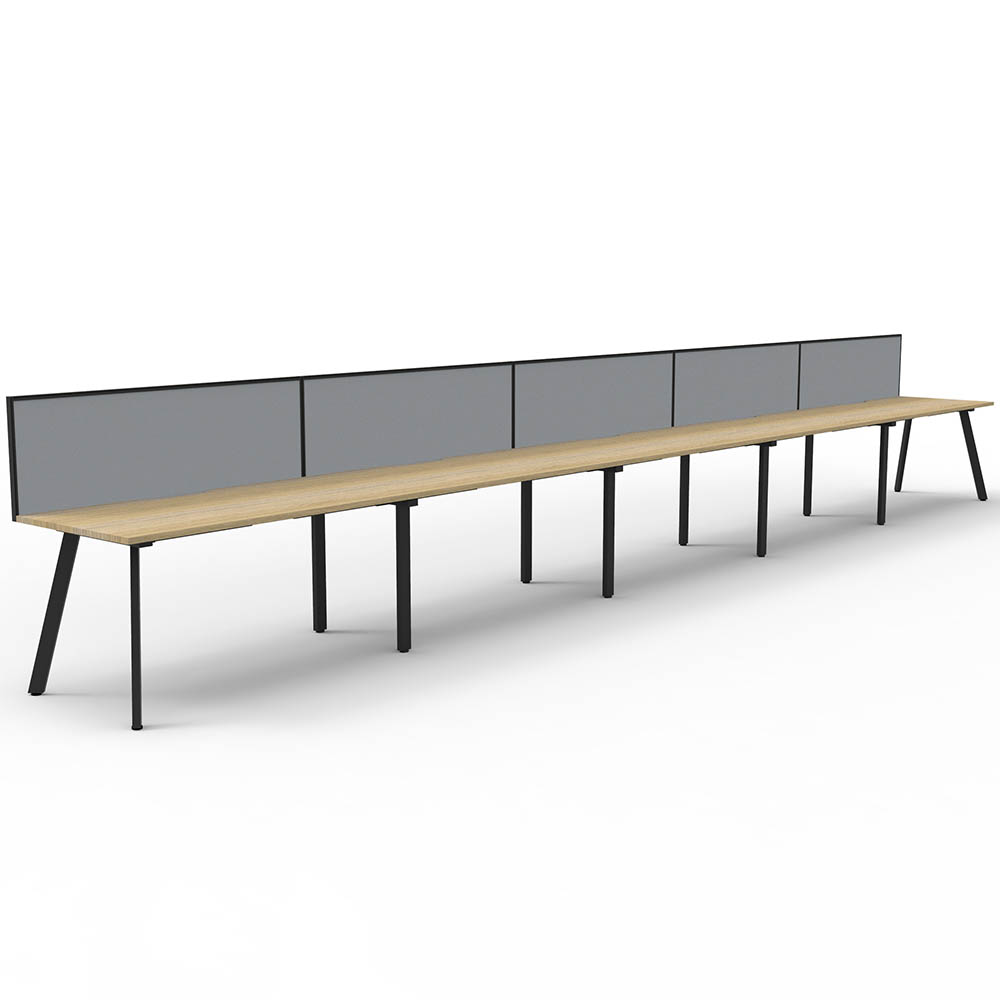 RAPIDLINE ETERNITY WORKSTATION 5 PERSON 1500 X 750MM WITH SCREEN NATURAL OAK / BLACK