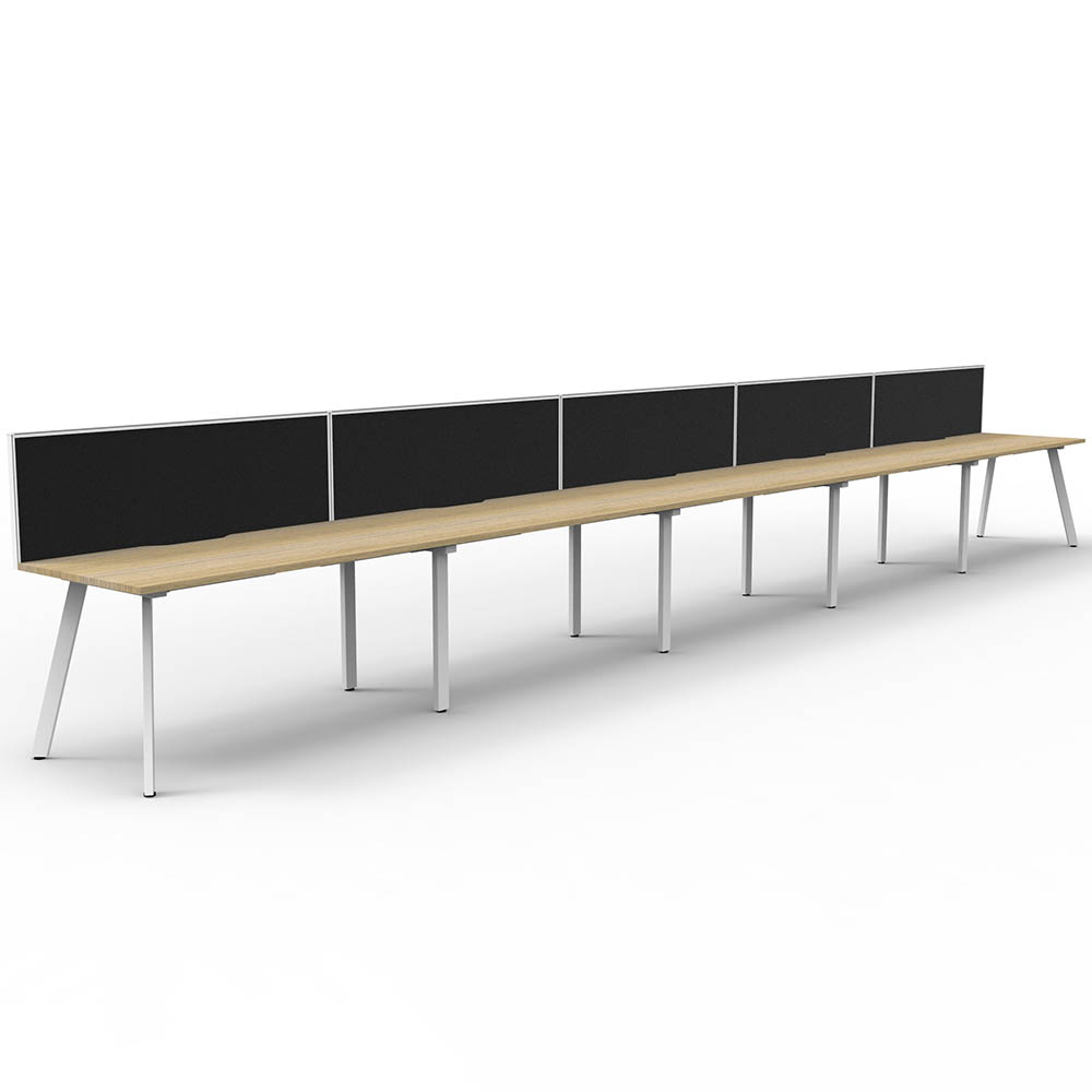 RAPIDLINE ETERNITY WORKSTATION 5 PERSON 1500 X 750MM WITH SCREEN NATURAL OAK / WHITE SATIN