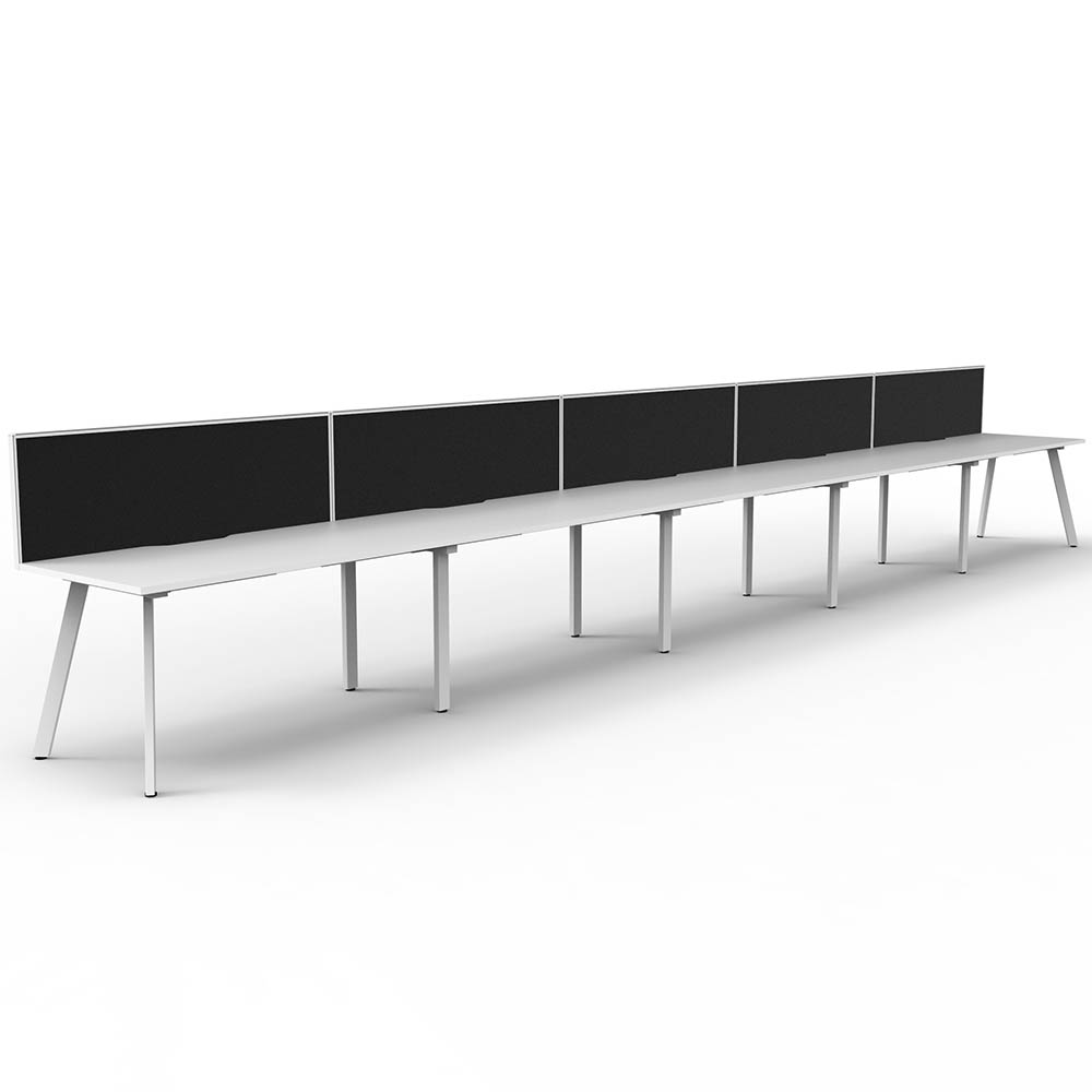 RAPIDLINE ETERNITY WORKSTATION 5 PERSON 1500 X 750MM WITH SCREEN NATURAL WHITE / WHITE SATIN