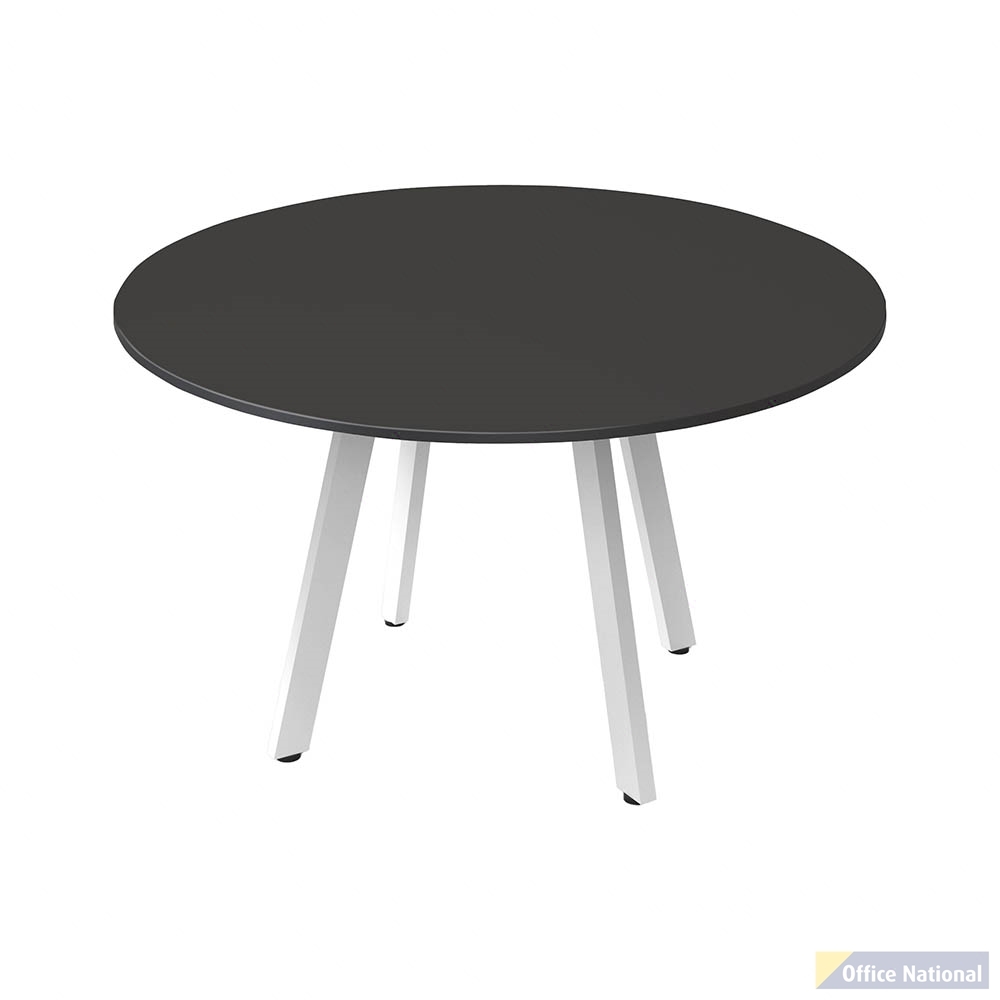RAPIDLINE ETERNITY ROUND TABLE 1200 X 730MM BLACK TOP AND WHITE P/C FRAME