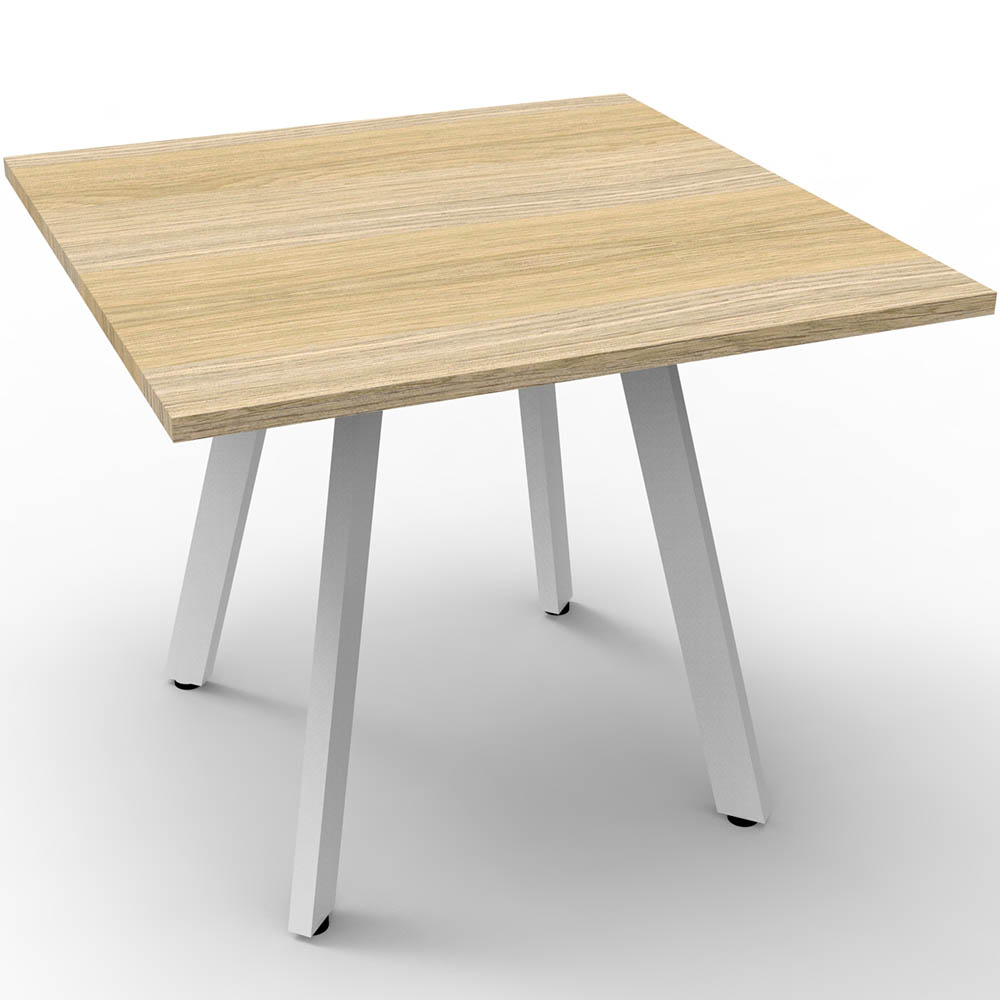 RAPIDLINE ETERNITY SQUARE TABLE 900 X 900MM NATURAL OAK / WHITE SATIN