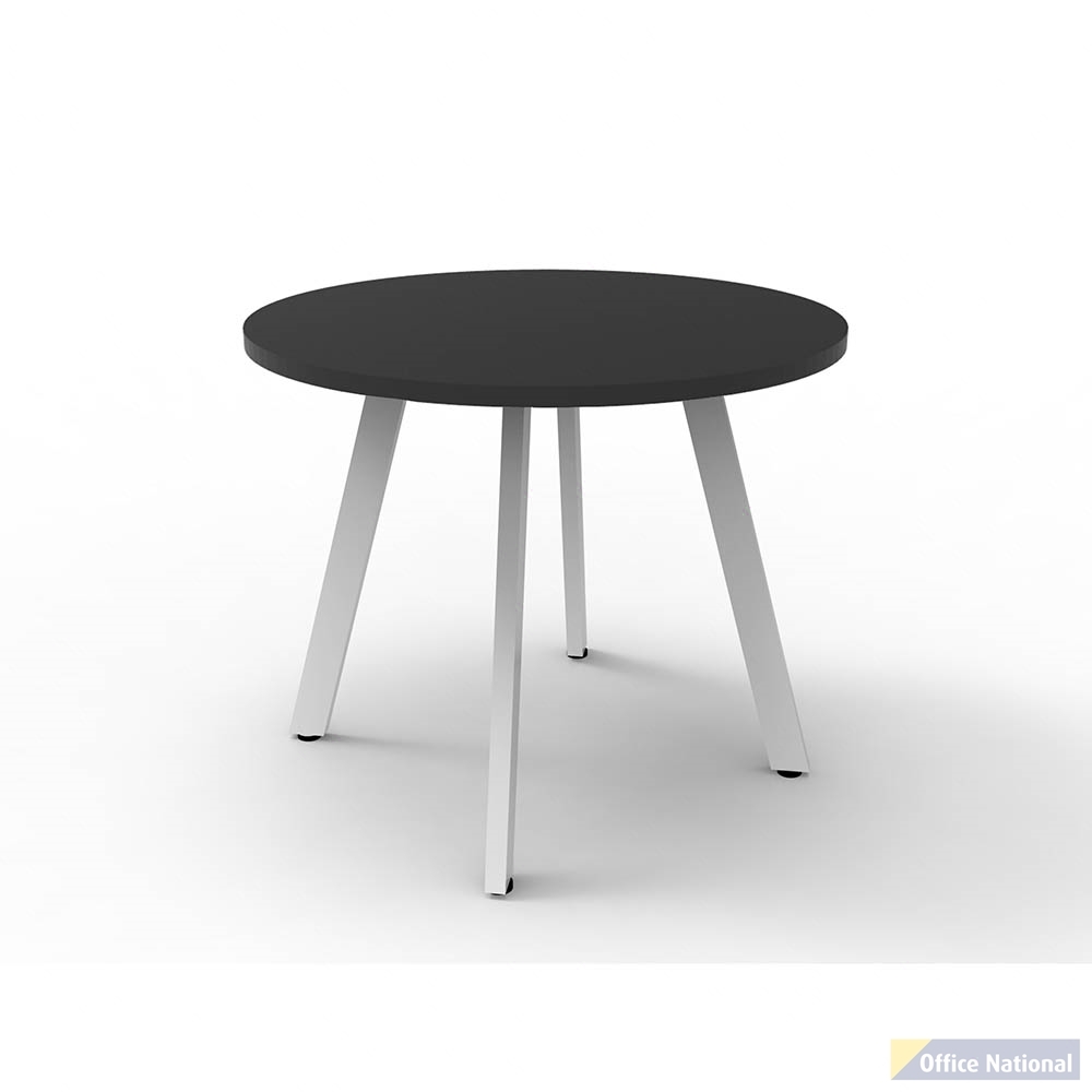 RAPIDLINE ETERNITY ROUND TABLE 900 X 730MM BLACK TOP AND WHITE P/C FRAME