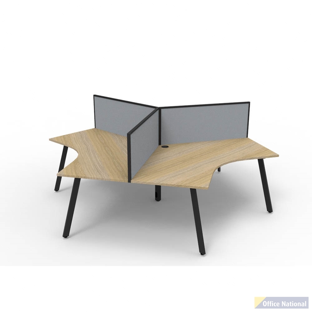 RAPIDLINE DELUXE INFINITY 120 DEGREE WORKSTATION ETERNITY LEG 3 PERSON WITH SCREEN 2866W X 730MM