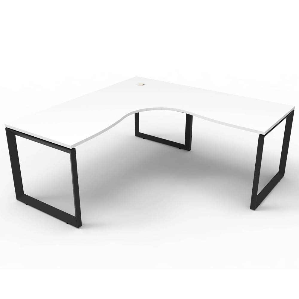 RAPID INFINITY DELUXE 1 PERSON LOOP LEG SINGLE SIDED CORNER WORKSTATION 1500 X 1500MM NATURAL WHITE TOP / BLACK FRAME