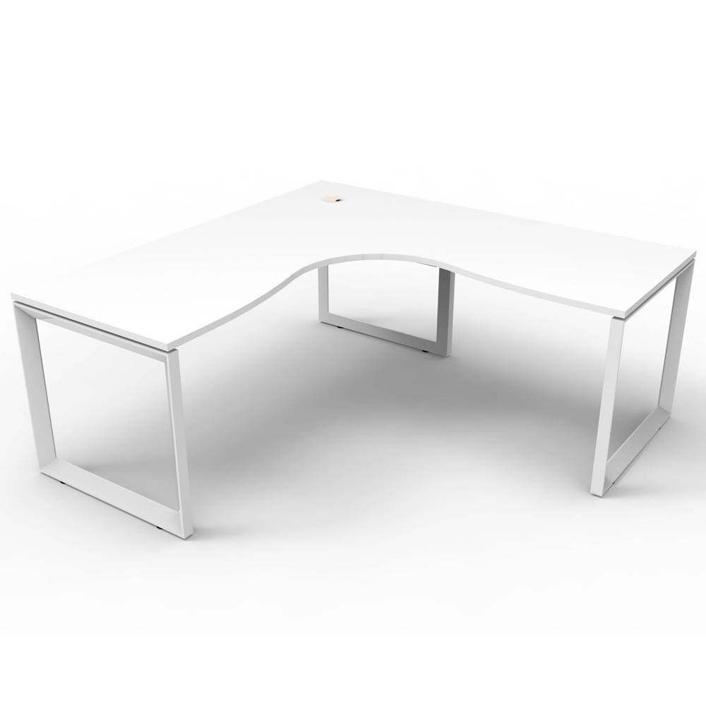 RAPID INFINITY DELUXE 1 PERSON LOOP LEG SINGLE SIDED CORNER WORKSTATION 1500 X 1500MM NATURAL WHITE TOP / WHITE FRAME