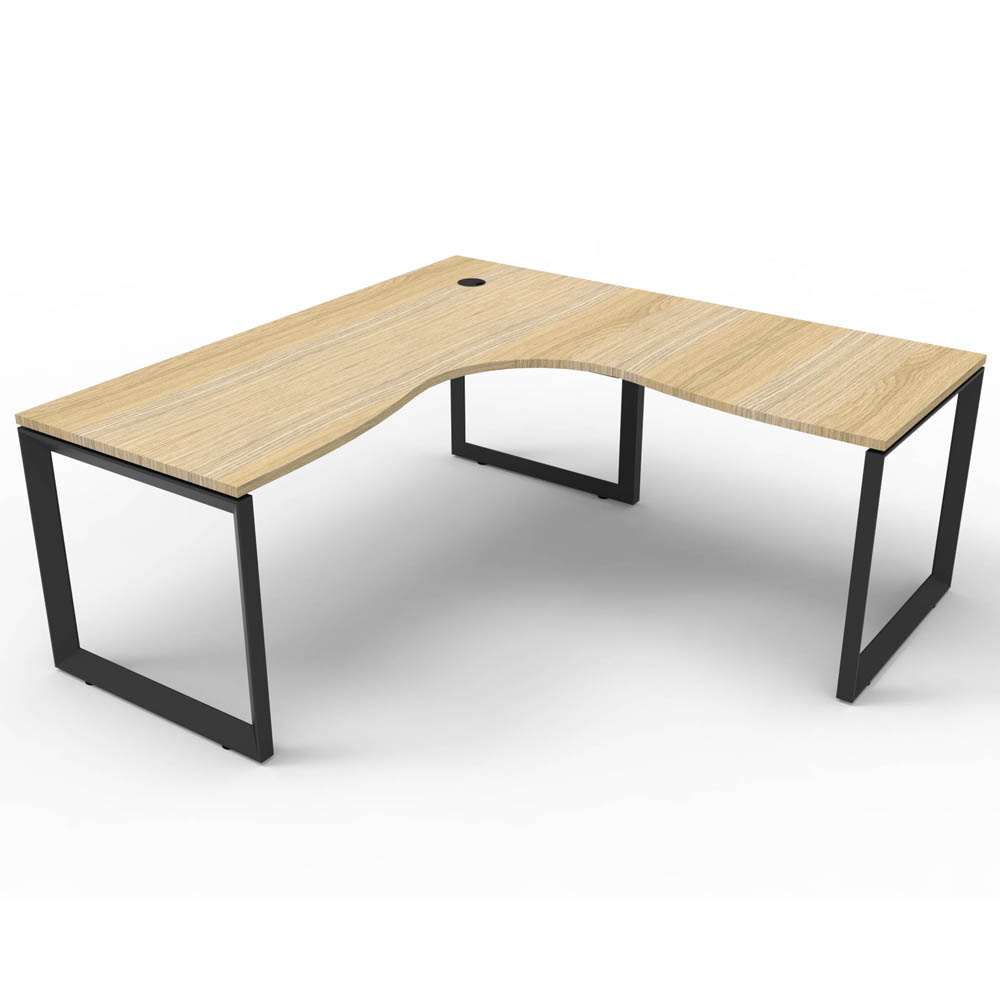 RAPID INFINITY DELUXE 1 PERSON LOOP LEG SINGLE SIDED CORNER WORKSTATION 1500 X 1500MM NATURAL OAK TOP / BLACK FRAME