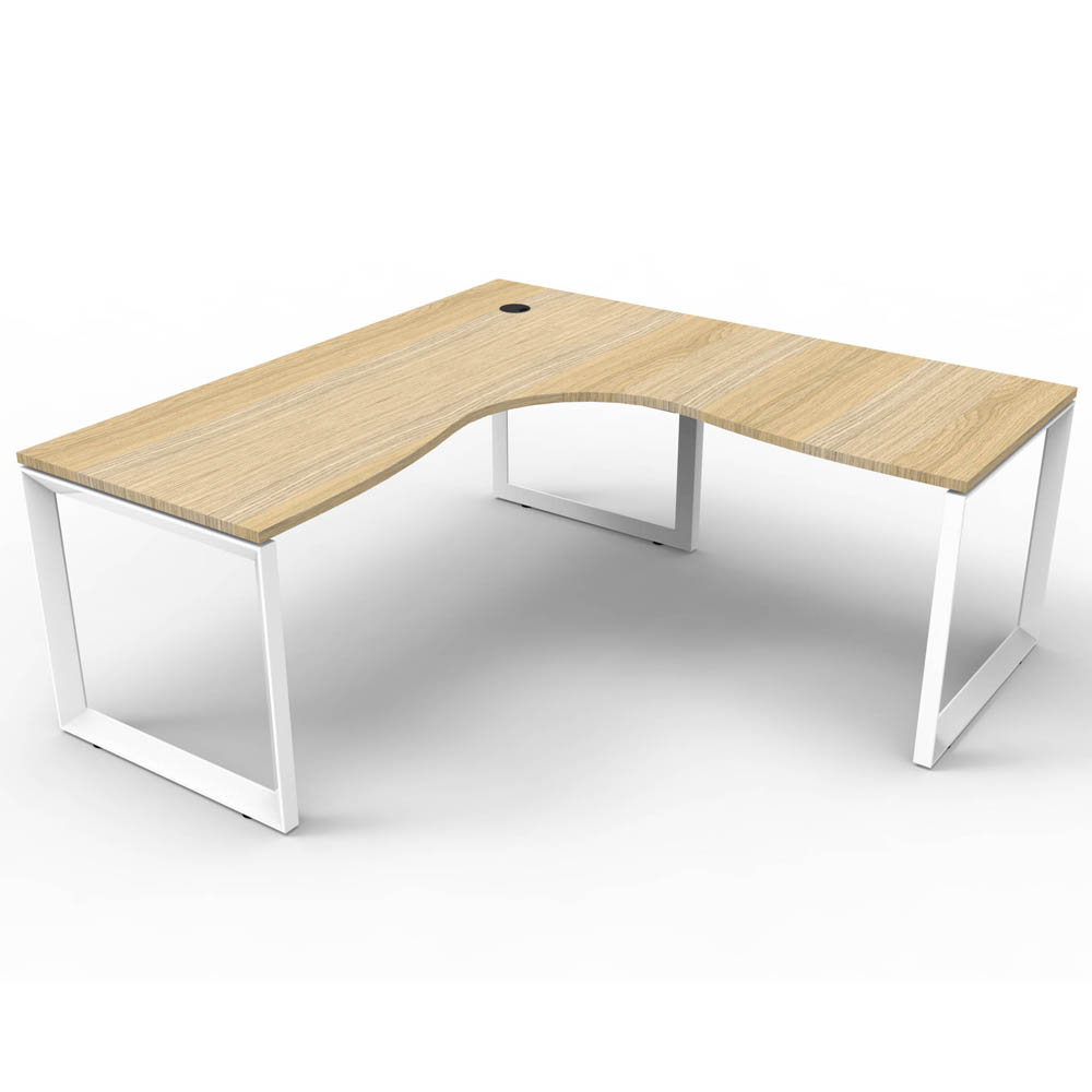 RAPID INFINITY DELUXE 1 PERSON LOOP LEG SINGLE SIDED CORNER WORKSTATION 1500 X 1500MM NATURAL OAK TOP / WHITE FRAME