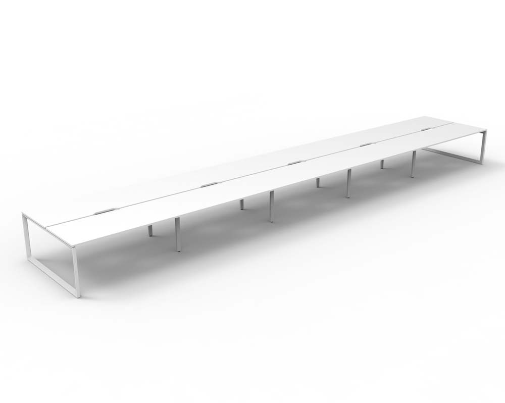 RAPID INFINITY DELUXE 10 PERSON LOOP LEG DOUBLE SIDED WORKSTATION 1200 X 750 X 730MM NATURAL WHITE SCALLOP TOP / WHITE FRAME