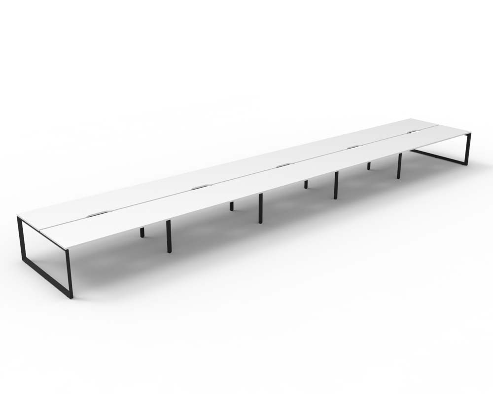 RAPID INFINITY DELUXE 10 PERSON LOOP LEG DOUBLE SIDED WORKSTATION 1500 X 750 X 730MM NATURAL WHITE SCALLOP TOP / BLACK FRAME