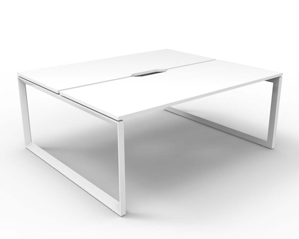 RAPID INFINITY DELUXE 2 PERSON LOOP LEG DOUBLE SIDED WORKSTATION 1500 X 750 X 730MM NATURAL WHITE SCALLOP TOP / WHITE FRAME