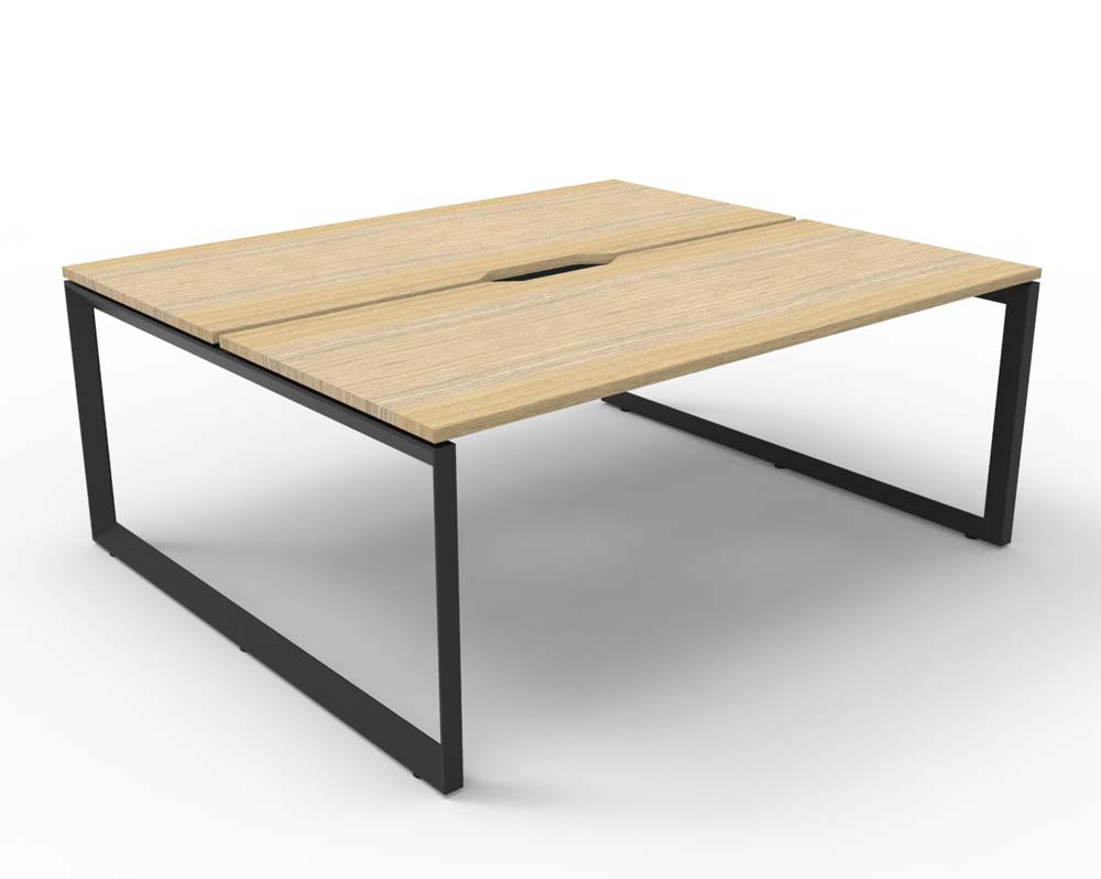 RAPID INFINITY DELUXE 2 PERSON LOOP LEG DOUBLE SIDED WORKSTATION 1500 X 750 X 730MM NATURAL OAK SCALLOP TOP / BLACK FRAME