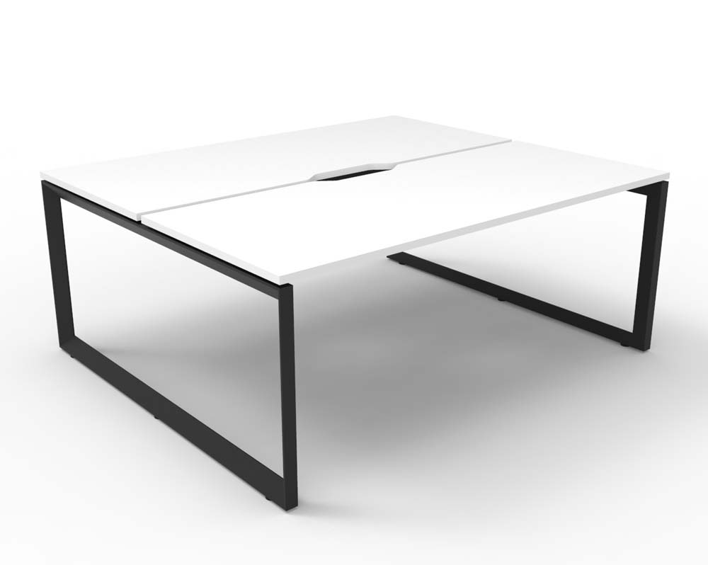 RAPID INFINITY DELUXE 2 PERSON LOOP LEG DOUBLE SIDED WORKSTATION 1800 X 750 X 730MM NATURAL WHITE SCALLOP TOP / BLACK FRAME