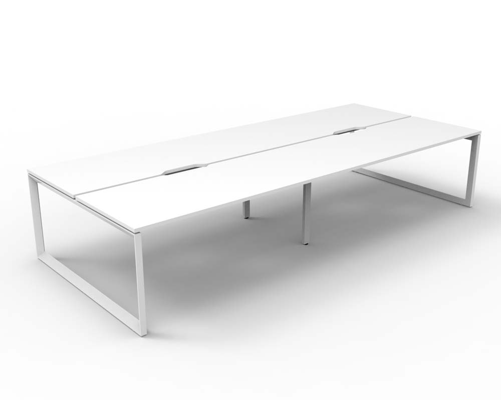 RAPID INFINITY DELUXE 4 PERSON LOOP LEG DOUBLE SIDED WORKSTATION 1200 X 750 X 730MM NATURAL WHITE SCALLOP TOP / WHITE FRAME