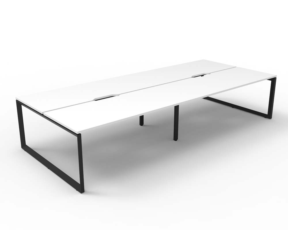 RAPID INFINITY DELUXE 4 PERSON LOOP LEG DOUBLE SIDED WORKSTATION 1800 X 750 X 730MM NATURAL WHITE SCALLOP TOP / BLACK FRAME