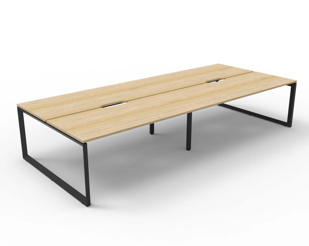 RAPID INFINITY DELUXE 4 PERSON LOOP LEG DOUBLE SIDED WORKSTATION 1800 X 750 X 730MM NATURAL OAK SCALLOP TOP / BLACK FRAME