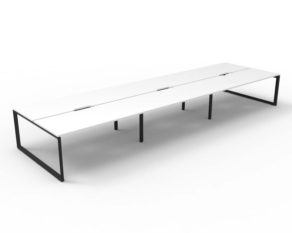 RAPID INFINITY DELUXE 6 PERSON LOOP LEG DOUBLE SIDED WORKSTATION 1200 X 750 X 730MM NATURAL WHITE SCALLOP TOP / BLACK FRAME