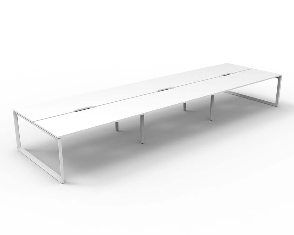 RAPID INFINITY DELUXE 6 PERSON LOOP LEG DOUBLE SIDED WORKSTATION 1800 X 750 X 730MM NATURAL WHITE SCALLOP TOP / WHITE FRAME