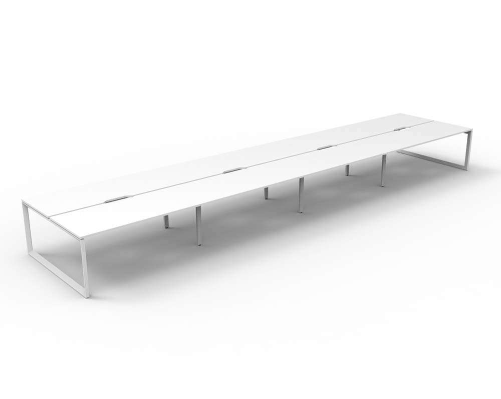 RAPID INFINITY DELUXE 8 PERSON LOOP LEG DOUBLE SIDED WORKSTATION 1200 X 750 X 730MM NATURAL WHITE SCALLOP TOP / WHITE FRAME