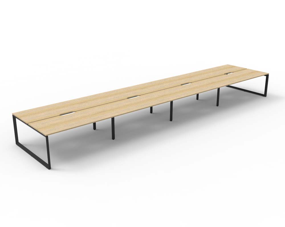 RAPID INFINITY DELUXE 8 PERSON LOOP LEG DOUBLE SIDED WORKSTATION 1200 X 750 X 730MM NATURAL OAK SCALLOP TOP / BLACK FRAME