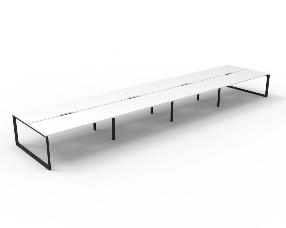 RAPID INFINITY DELUXE 8 PERSON LOOP LEG DOUBLE SIDED WORKSTATION 1500 X 750 X 730MM NATURAL WHITE SCALLOP TOP / BLACK FRAME