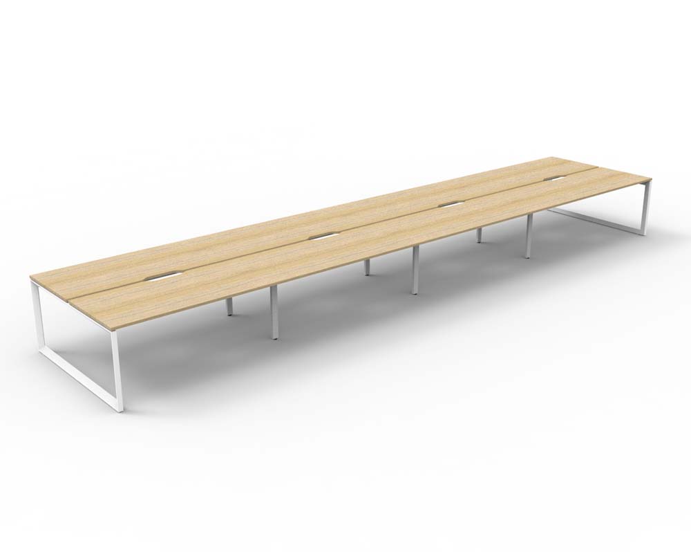 RAPID INFINITY DELUXE 8 PERSON LOOP LEG DOUBLE SIDED WORKSTATION 1800 X 750 X 730MM NATURAL OAK SCALLOP TOP / WHITE FRAME