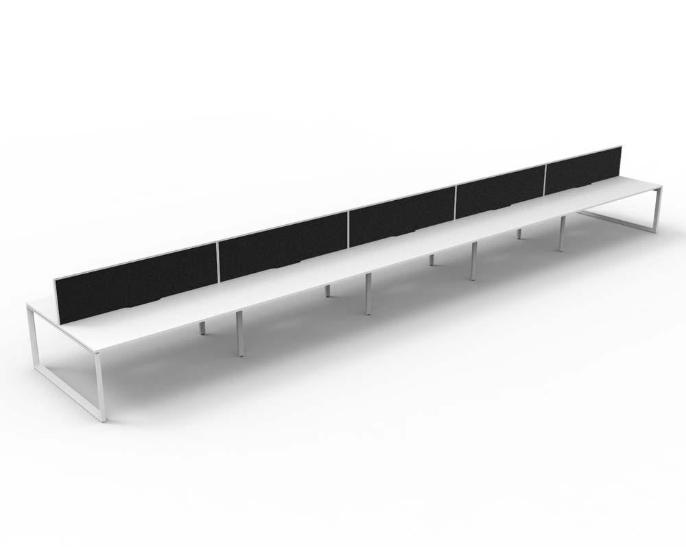 RAPID INFINITY DELUXE 10 PERSON LOOP LEG DOUBLE SIDED WORKSTATION 1200 X 750 X 730MM BLACK SCREEN / NATURAL WHITE SCALLOP TOP / WHITE FRAME