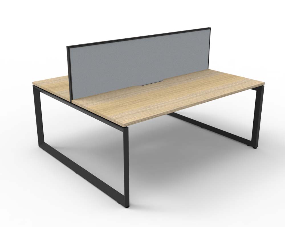 RAPID INFINITY DELUXE 2 PERSON LOOP LEG DOUBLE SIDED WORKSTATION 1200 X 750 X 730MM GREY SCREEN / NATURAL OAK SCALLOP TOP / BLACK FRAME