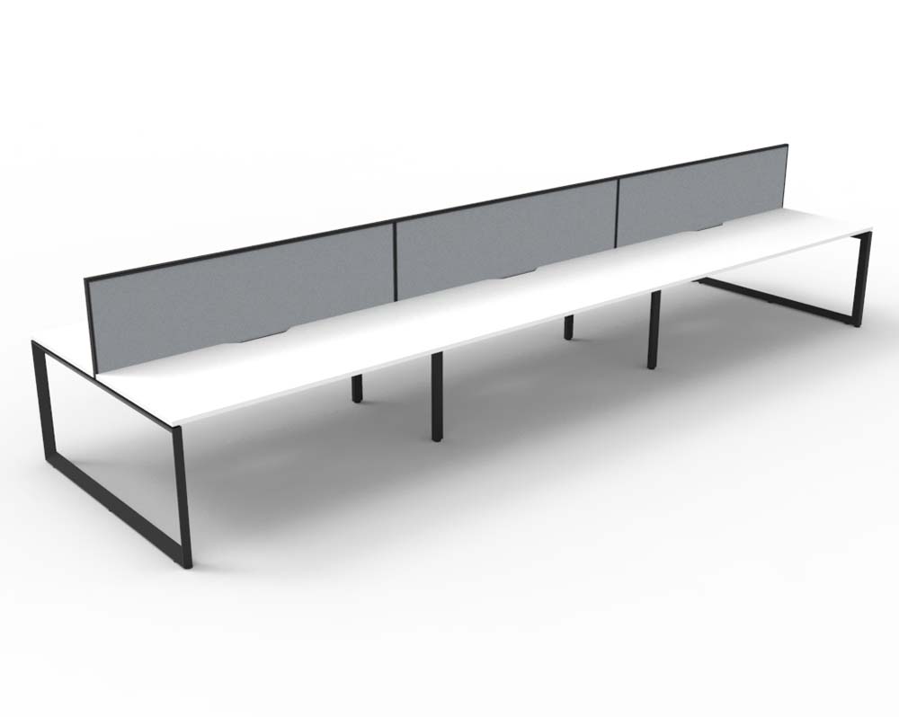 RAPID INFINITY DELUXE 6 PERSON LOOP LEG DOUBLE SIDED WORKSTATION 1200 X 750 X 730MM GREY SCREEN / NATURAL WHITE SCALLOP TOP / BLACK FRAME