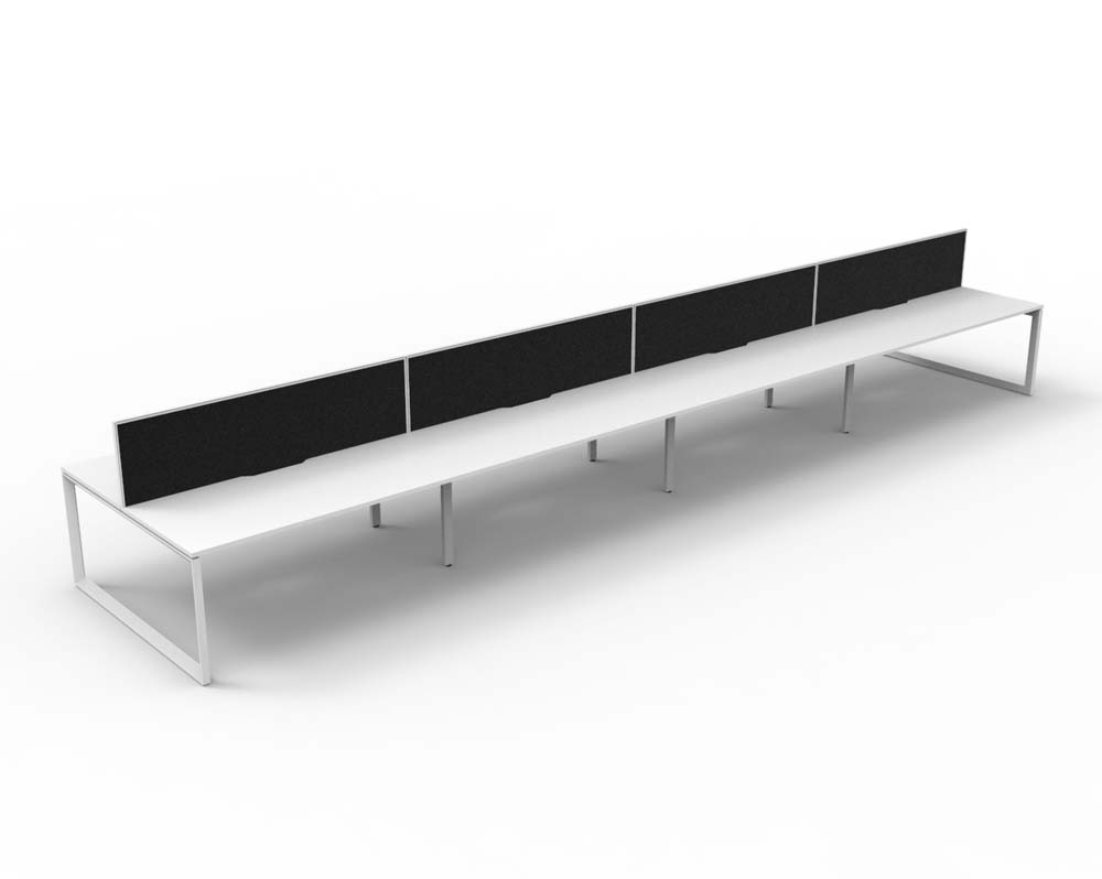 RAPID INFINITY DELUXE 8 PERSON LOOP LEG DOUBLE SIDED WORKSTATION 1200 X 750 X 730MM BLACK SCREEN / NATURAL WHITE SCALLOP TOP / WHITE FRAME
