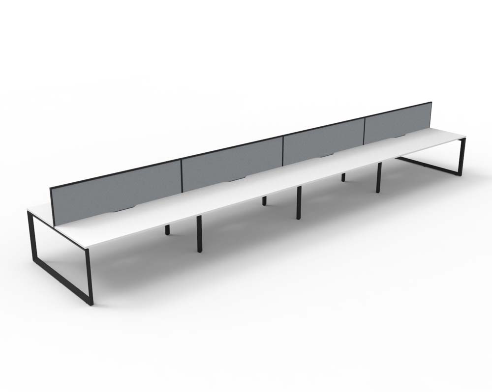RAPID INFINITY DELUXE 8 PERSON LOOP LEG DOUBLE SIDED WORKSTATION 1500 X 750 X 730MM GREY SCREEN / NATURAL WHITE SCALLOP TOP / BLACK FRAME