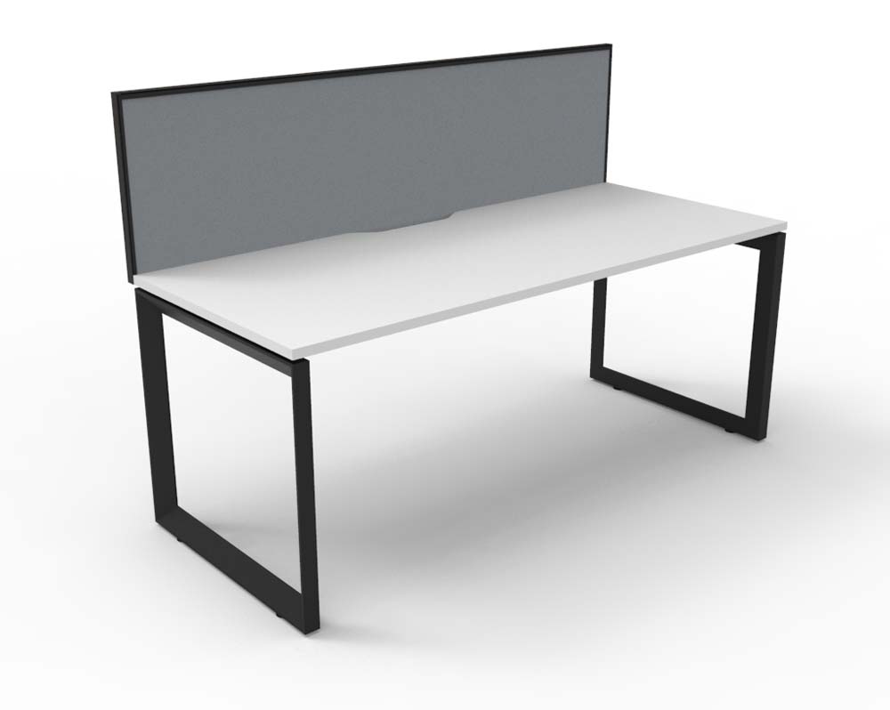 RAPID INFINITY DELUXE 1 PERSON LOOP LEG SINGLE SIDED WORKSTATION 1200 X 750 X 730MM GREY SCREEN / NATURAL WHITE TOP / BLACK FRAME