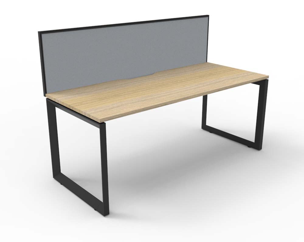RAPID INFINITY DELUXE 1 PERSON LOOP LEG SINGLE SIDED WORKSTATION 1200 X 750 X 730MM GREY SCREEN / NATURAL OAK TOP / BLACK FRAME