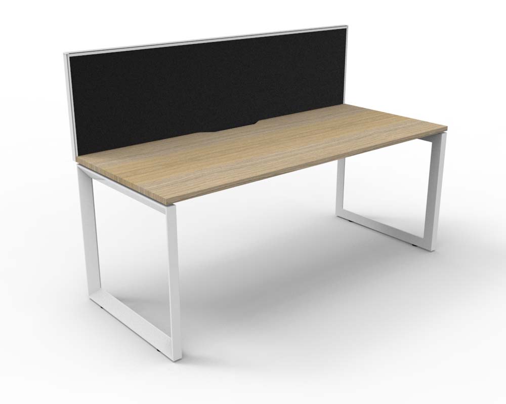 RAPID INFINITY DELUXE 1 PERSON LOOP LEG SINGLE SIDED WORKSTATION 1500 X 750 X 730MM BLACK SCREEN / NATURAL OAK TOP / WHITE FRAME
