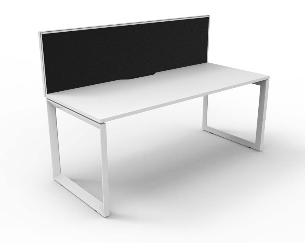 RAPID INFINITY DELUXE 1 PERSON LOOP LEG SINGLE SIDED WORKSTATION 1800 X 750 X 730MM BLACK SCREEN / NATURAL WHITE TOP / WHITE FRAME