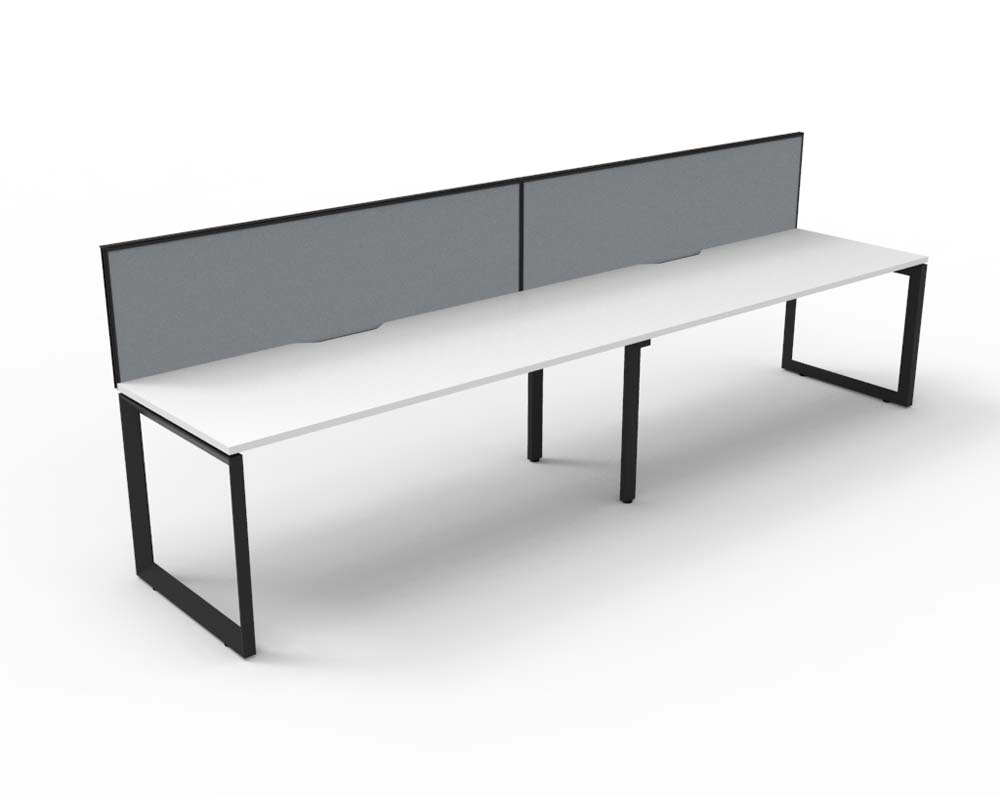 RAPID INFINITY DELUXE 2 PERSON LOOP LEG SINGLE SIDED WORKSTATION 1200 X 750 X 730MM GREY SCREEN / NATURAL WHITE TOP / BLACK FRAME