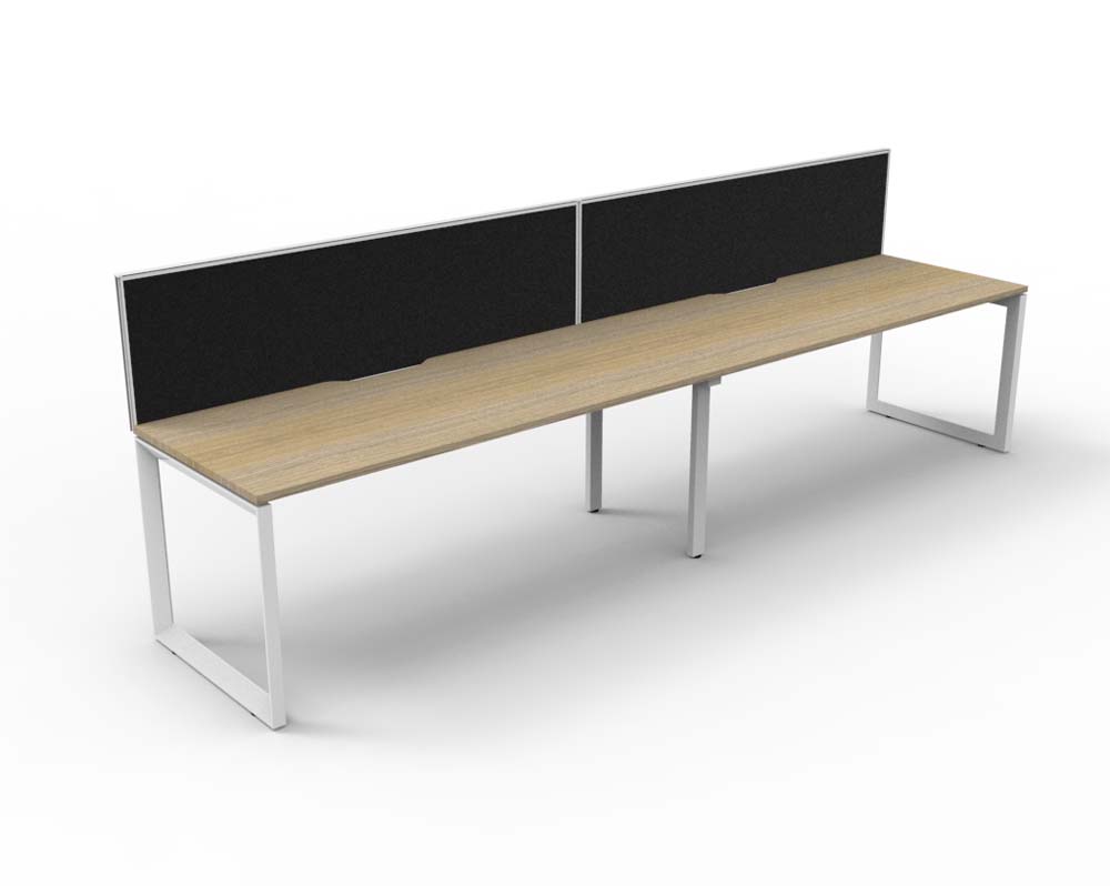 RAPID INFINITY DELUXE 2 PERSON LOOP LEG SINGLE SIDED WORKSTATION 1200 X 750 X 730MM BLACK SCREEN / NATURAL OAK TOP / WHITE FRAME
