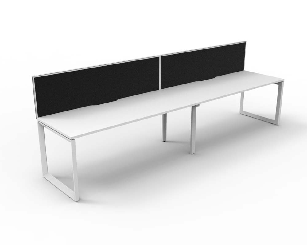 RAPID INFINITY DELUXE 2 PERSON LOOP LEG SINGLE SIDED WORKSTATION 1800 X 750 X 730MM BLACK SCREEN / NATURAL WHITE TOP / WHITE FRAME
