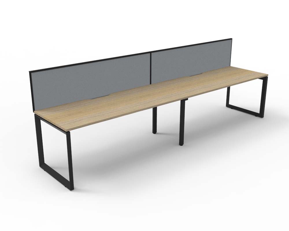 RAPID INFINITY DELUXE 2 PERSON LOOP LEG SINGLE SIDED WORKSTATION 1800 X 750 X 730MM GREY SCREEN / NATURAL OAK TOP / BLACK FRAME