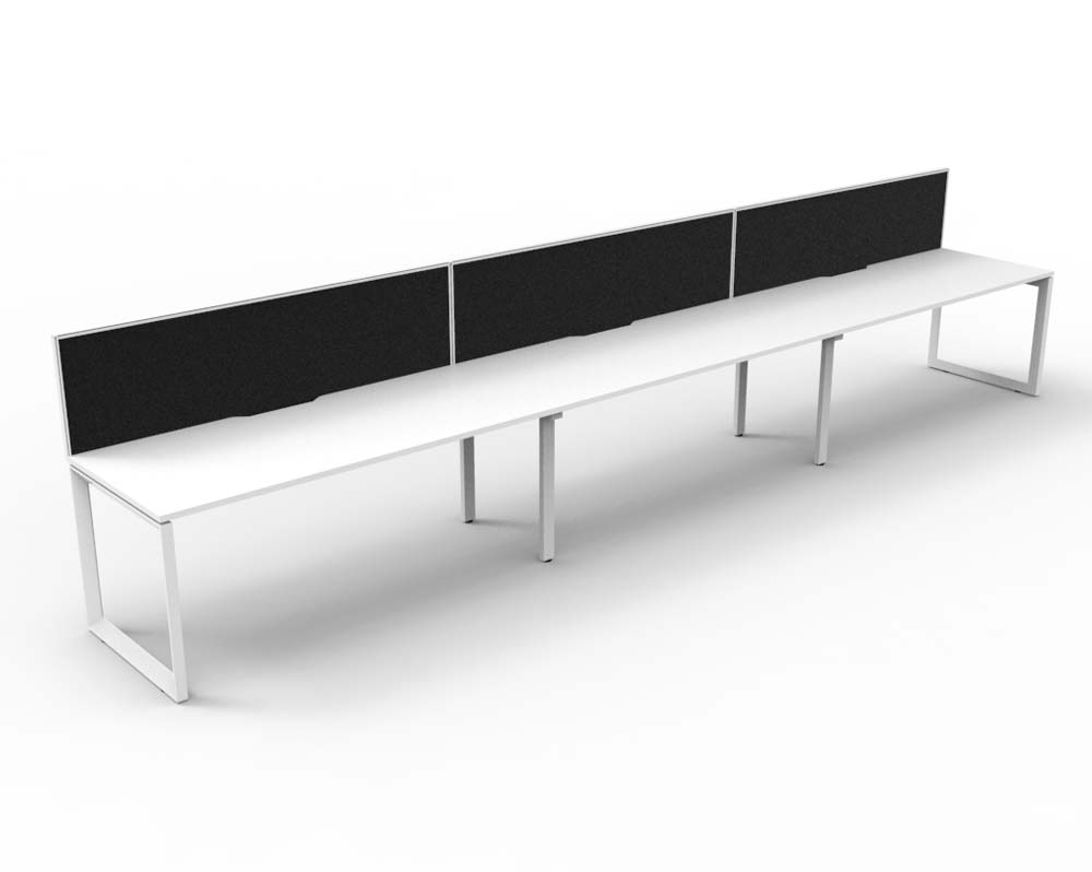 RAPID INFINITY DELUXE 3 PERSON LOOP LEG SINGLE SIDED WORKSTATION 1200 X 750 X 730MM BLACK SCREEN / NATURAL WHITE TOP / WHITE FRAME